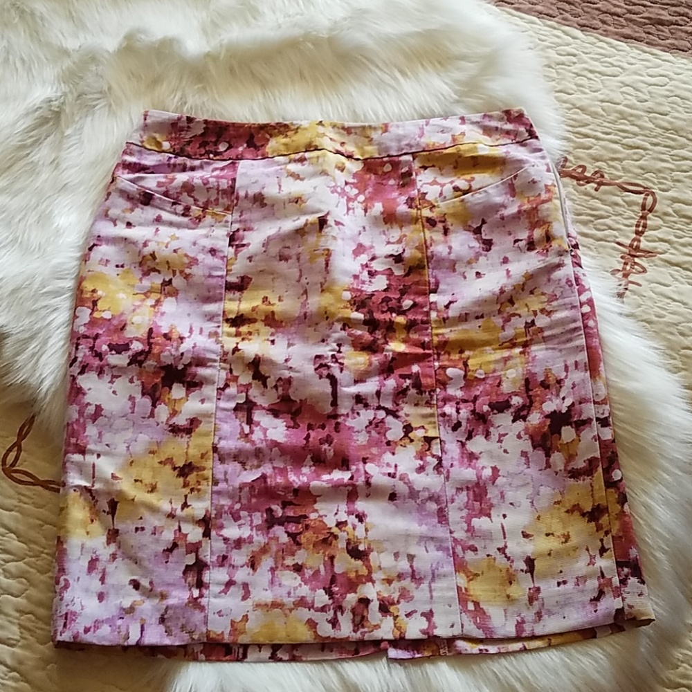 Ann Taylor Loft Pink & Yellow Pencil Skirt Size 6